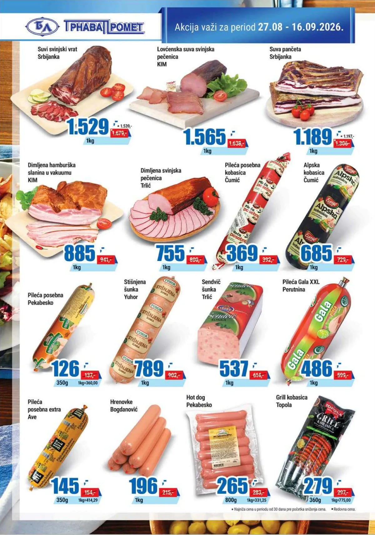 Trnava Promet katalog – suhomesnati proizvodi, kobasice, šunke i slanina na akciji