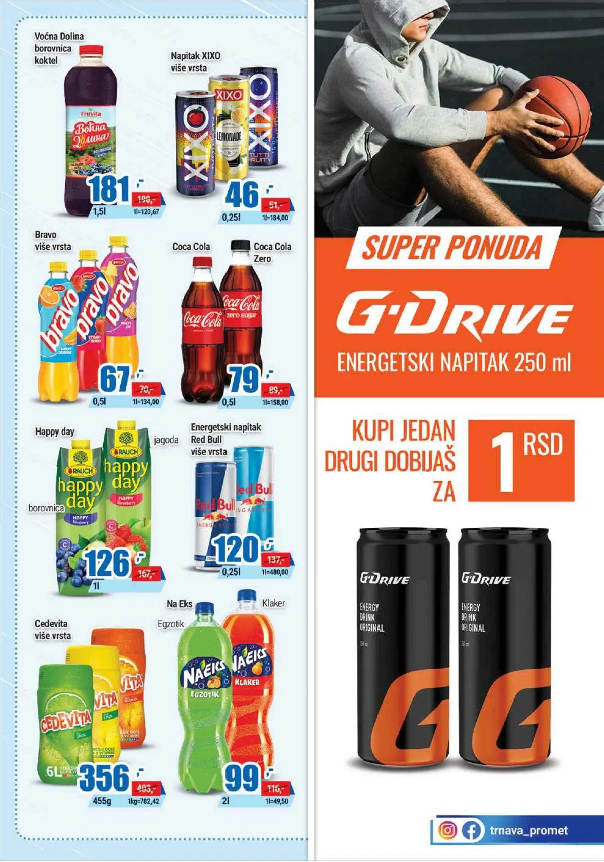 Trnava Promet katalog – energetska pića, sokovi, voda i druga pića na akciji