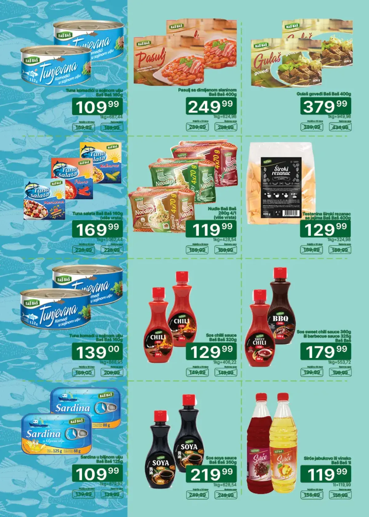 Univerexport katalog strana 7 – tunjevina, riblje konzerve, mesne prerađevine i sosovi