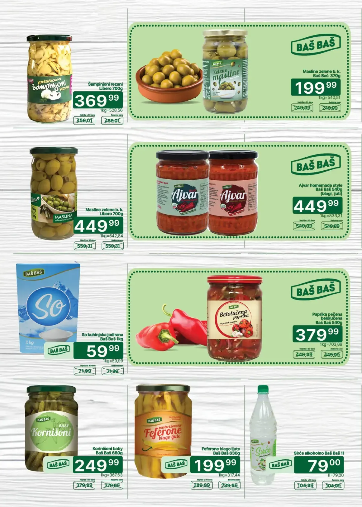 Univerexport Zimnica akcija, strana 4 – zelene masline, belolučena paprika, kornišoni, so i alkoholno sirće