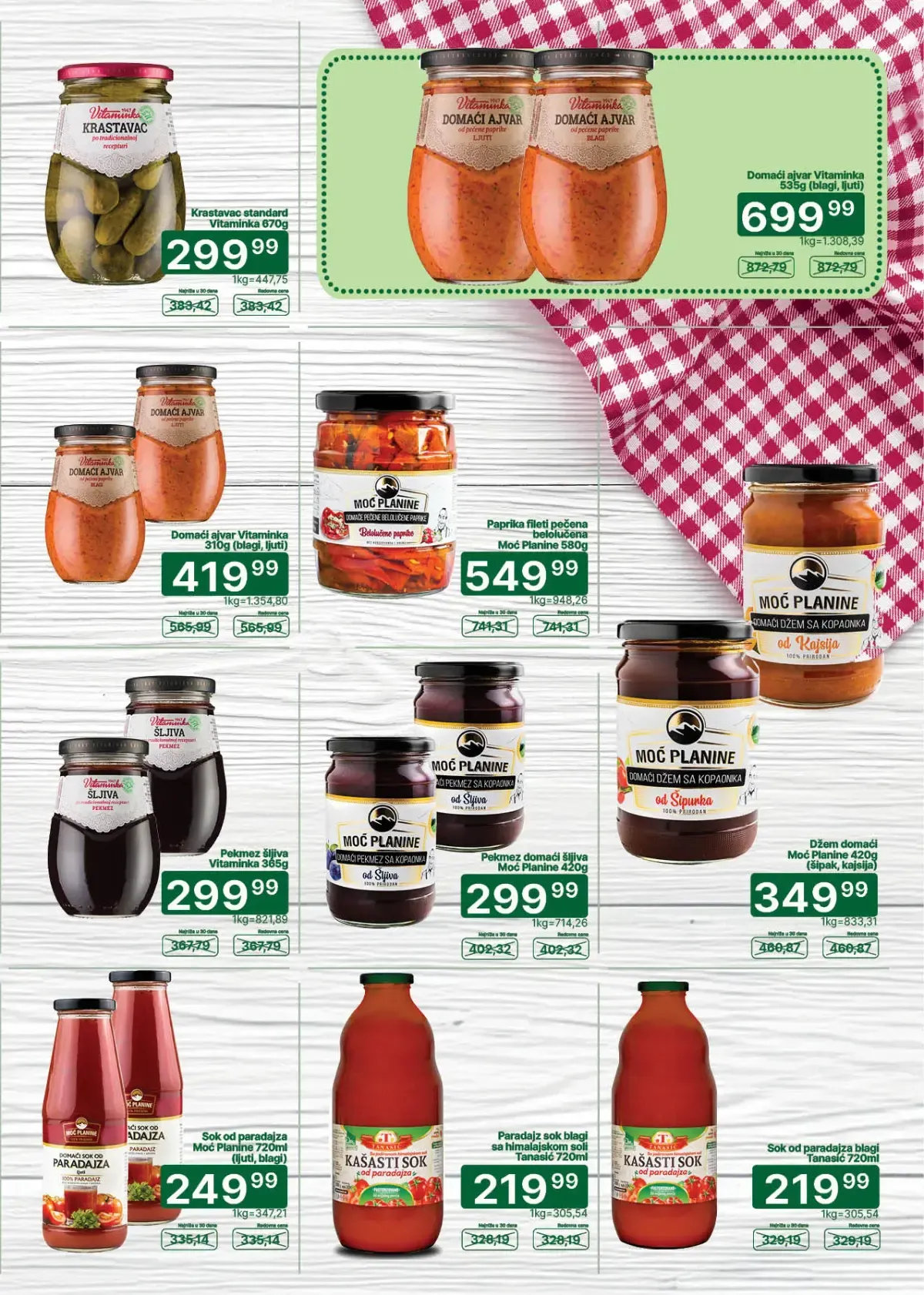 Univerexport Zimnica akcija, strana 7 – Vitaminika ajvar i krastavci, Moć Planine pekmez i sok od paradajza