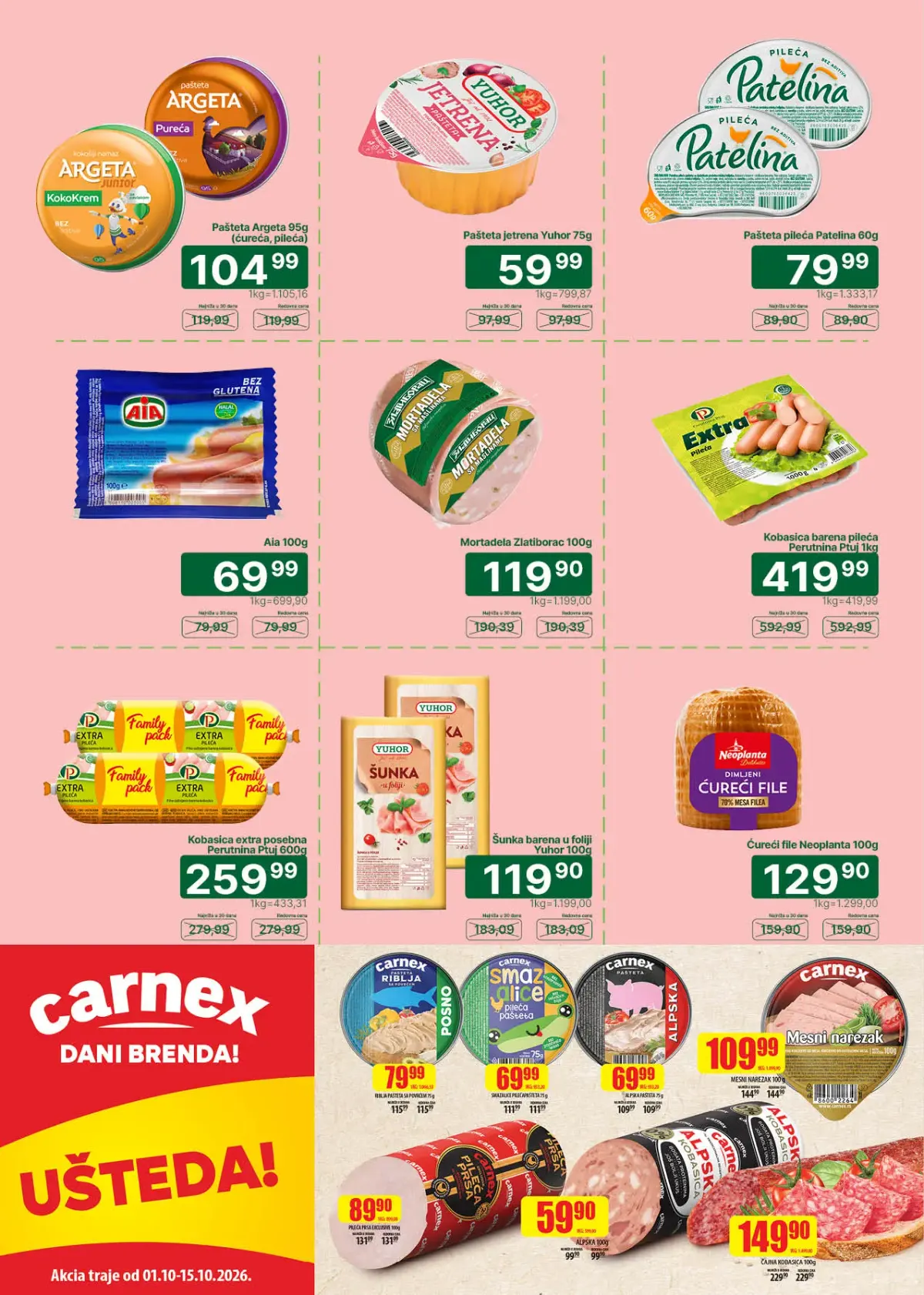 Univerexport katalog do 15.10.2026. – paštete, naresci i Carnex proizvodi