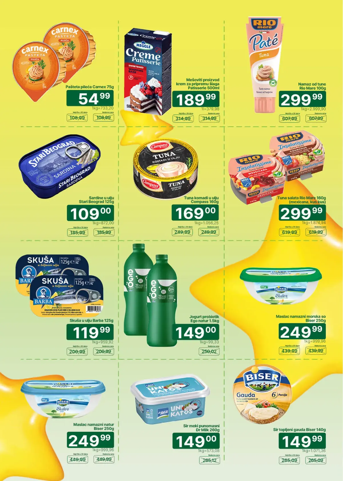 Univerexport CENE PADALICE strana 3 – paštete, tuna, sardine, jogurt, puter i sirevi