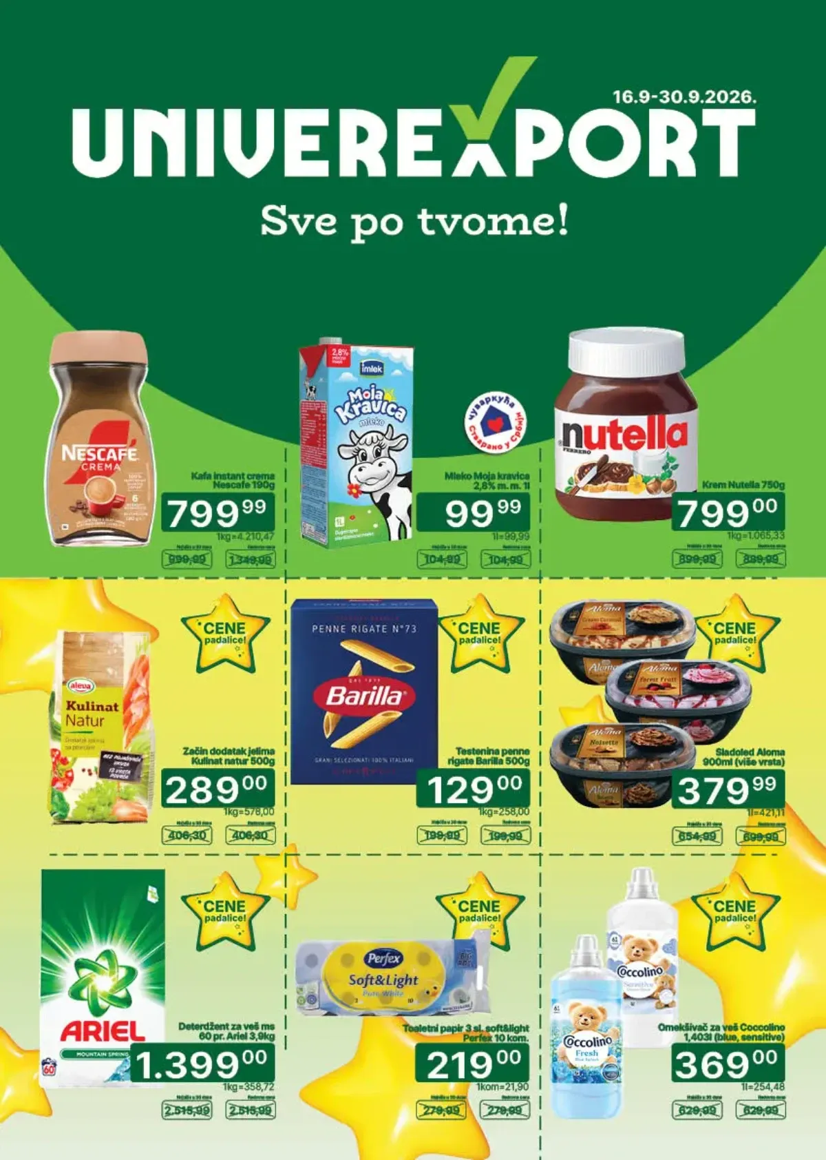 Univerexport katalog od 16.09. do 30.09.2026. – Nescafé, mleko, Nutella, sladoled, Ariel i drugi proizvodi na akciji
