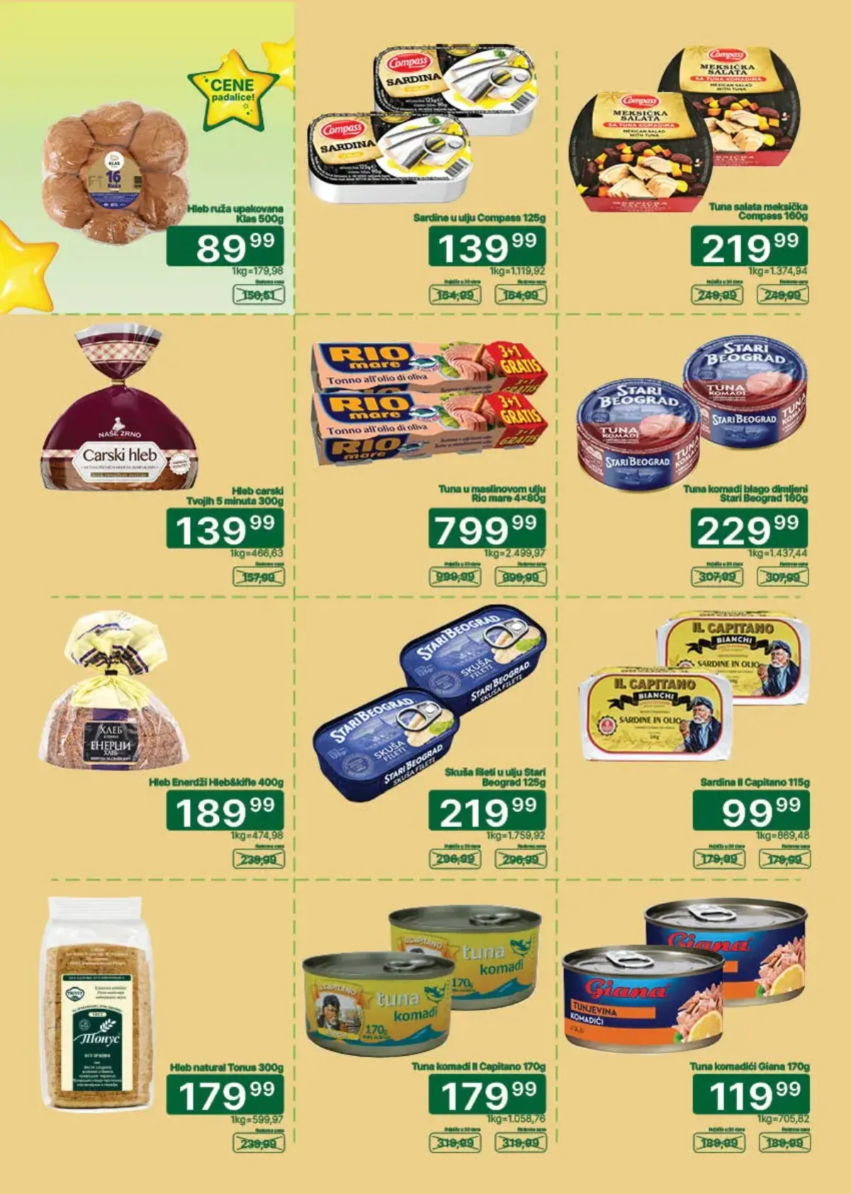 Univerexport katalog strana 10 – rezani hleb, sardine, tunjevina i riblje konzerve na akciji
