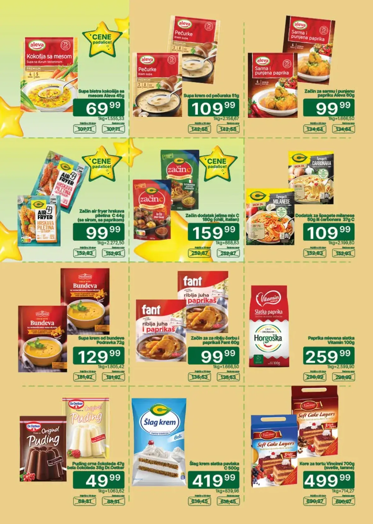Univerexport katalog strana 12 – Aleva supe, C začini, Fant dodaci jelima, puding i šlag na akciji