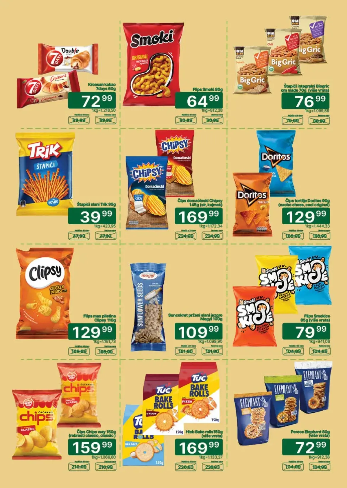 Univerexport katalog strana 20 – Smoki, Trik, Chipsy, Doritos, Clipsy, Tuc i druge grickalice na akciji