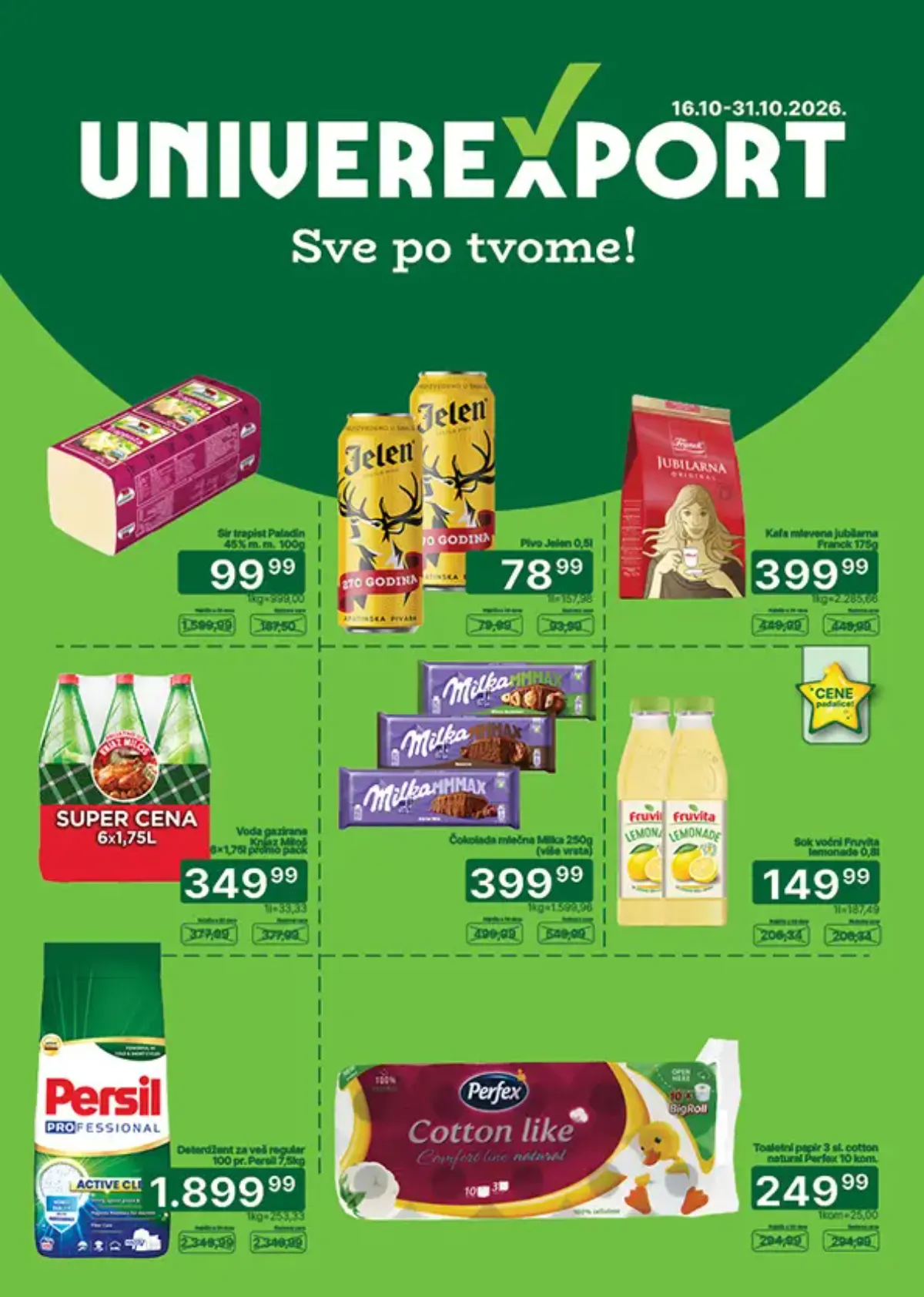 Univerexport katalog od 16. do 31.10.2026. – velika akcija hrane, pića, deterdženata i kućne hemije uz popuste preko 50%