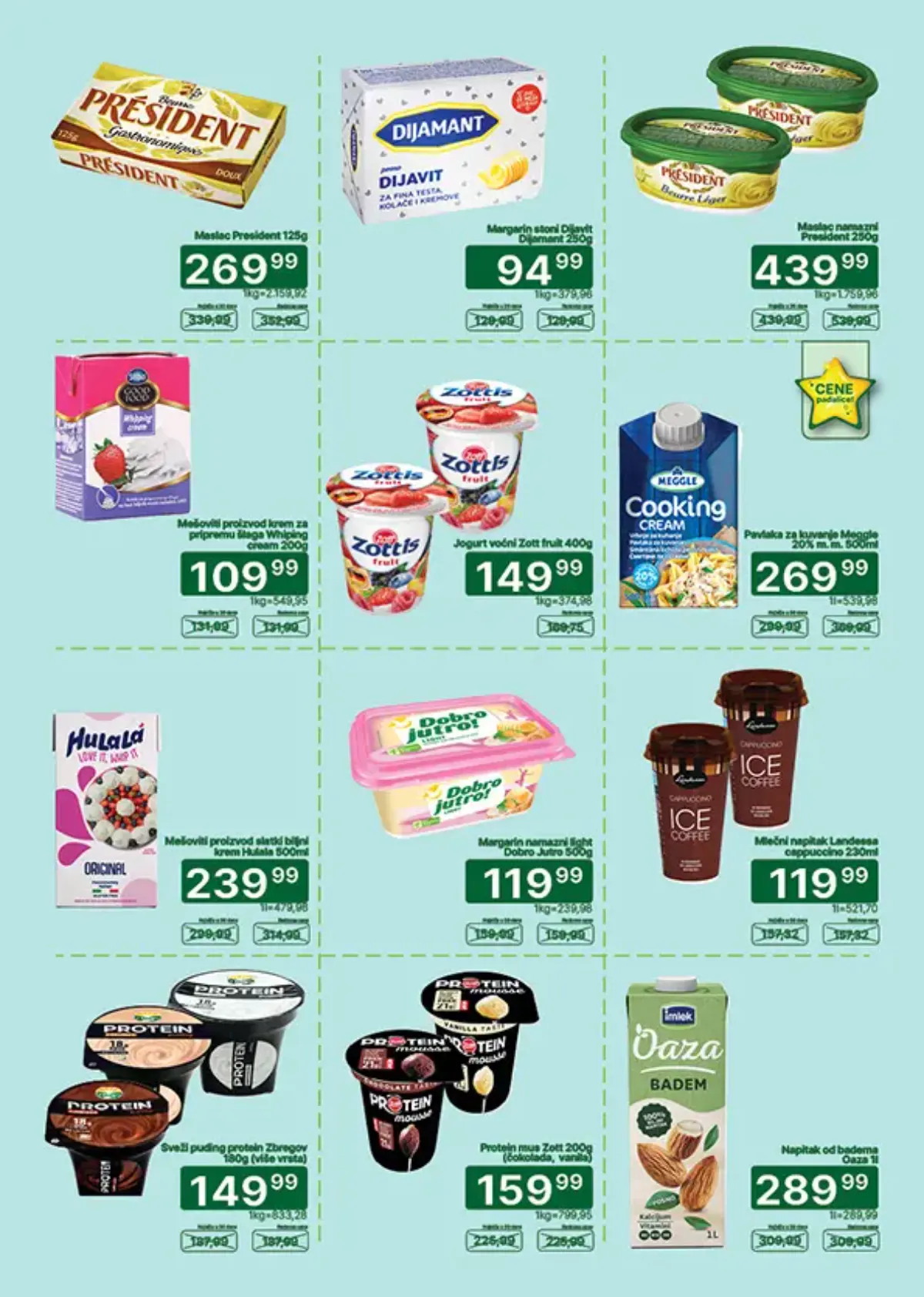 UNIVEREXPORT katalog, strana 8 – President maslac, Dijamant margarin, pavlaka i deserti