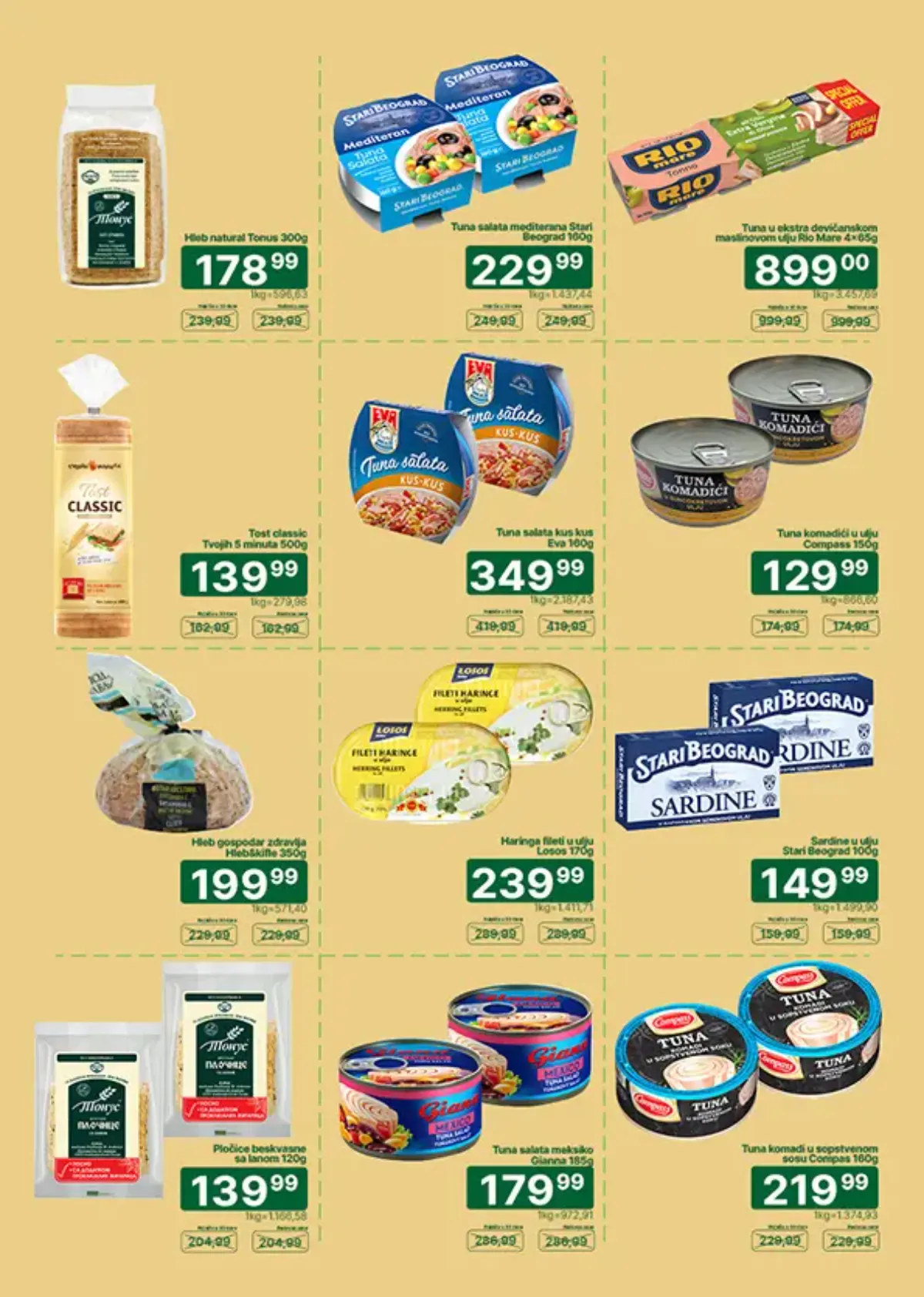 UNIVEREXPORT katalog, strana 10 – tost, hleb, tuna salate i riblje konzerve