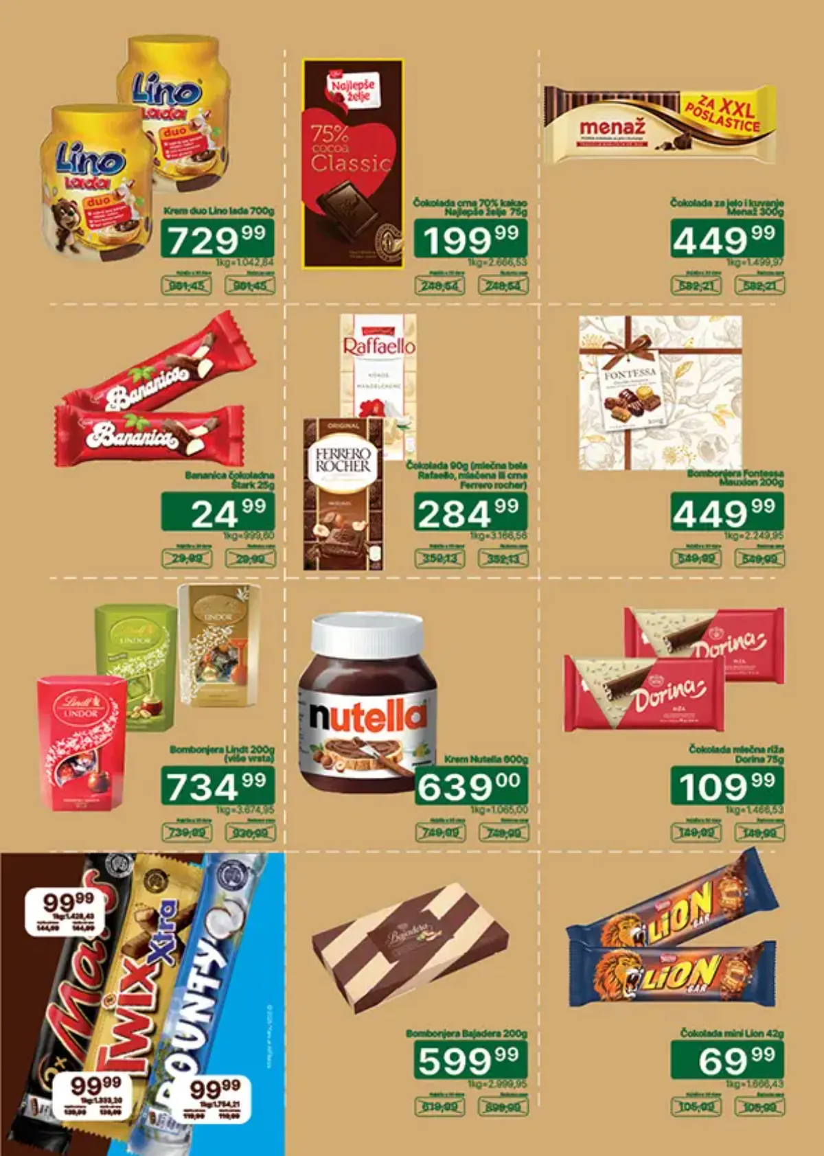 UNIVEREXPORT katalog, strana 18 – Lino Lada, Nutella, čokolade i bombonjere