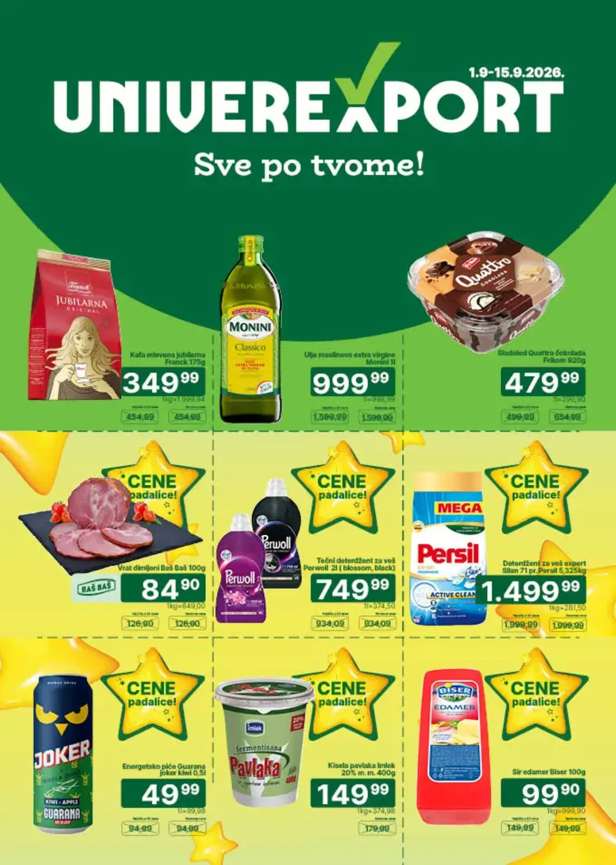 Univerexport katalog od 01.09. do 15.09.2026. – Monini maslinovo ulje, Persil deterdžent i drugi proizvodi na popustu do 45%