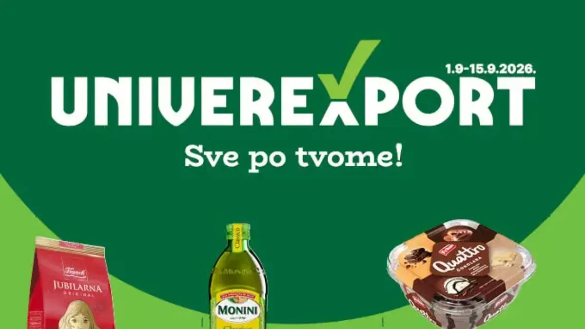 Univerexport katalog od 01.09. do 15.09.2026. donosi akcijske cene hrane, pića, kućne hemije i drugih proizvoda uz popuste do 45%