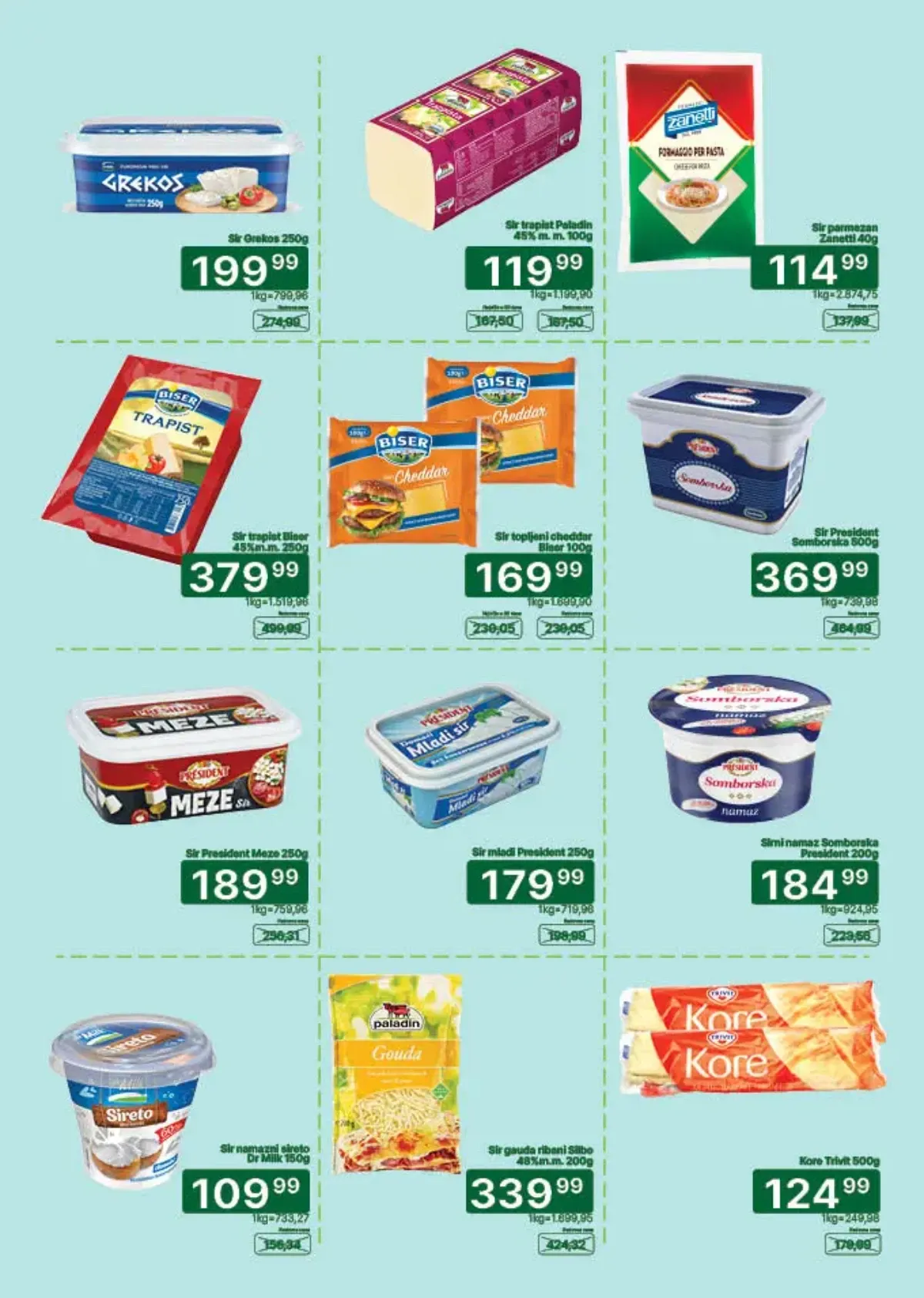 Univerexport katalog do 15.09.2026. – Grekos beli sir, Paladin trapist, Biser cheddar i President sirevi