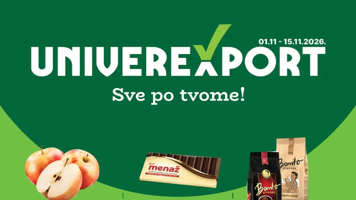 Univerexport katalog 01–15.11.2026. – popusti do 44%, akcijske cene mesa, suhomesnatih proizvoda, mlečnih proizvoda, kafe, slatkiša, pića i kućne hemije
