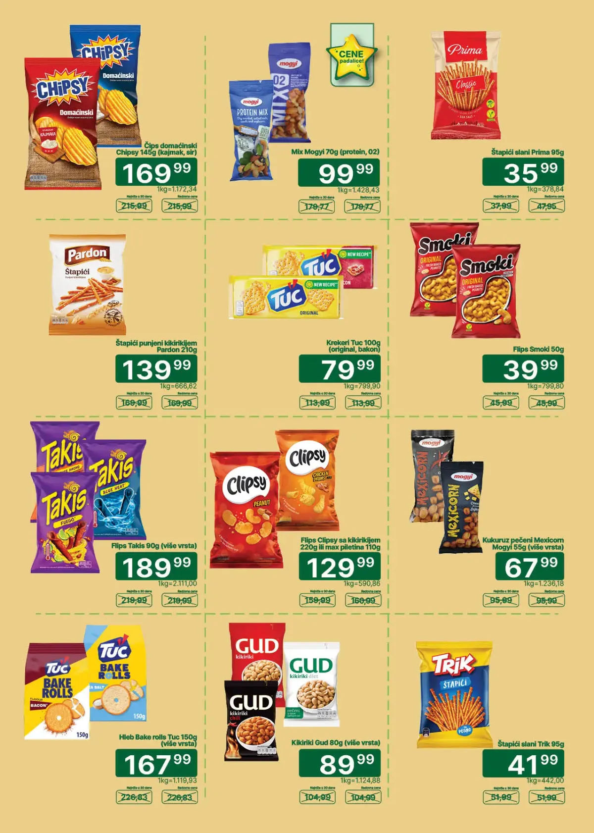 Univerexport katalog strana 20 – Chipsy, Clipsy, Takis, Tuc i ostale slane grickalice