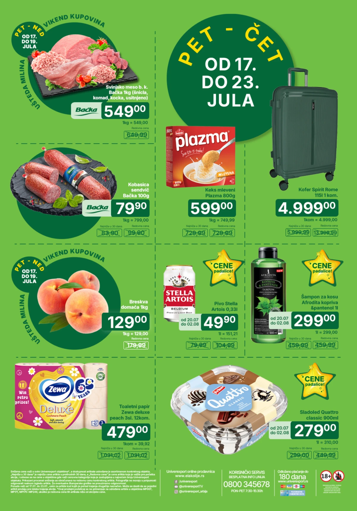 Univerexport katalog od 17. do 23.07.2026. sa popustima na prehranu, piće, kozmetiku i proizvode za domaćinstvo