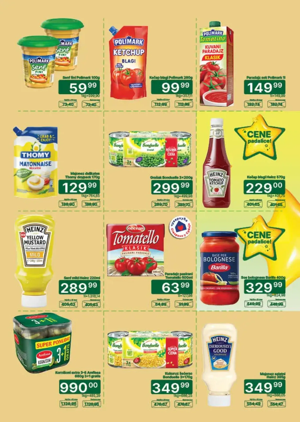 Univerexport katalog strana 14 – kečap, majonez, senf, paradajz sos, grašak, kukuruz i krastavci