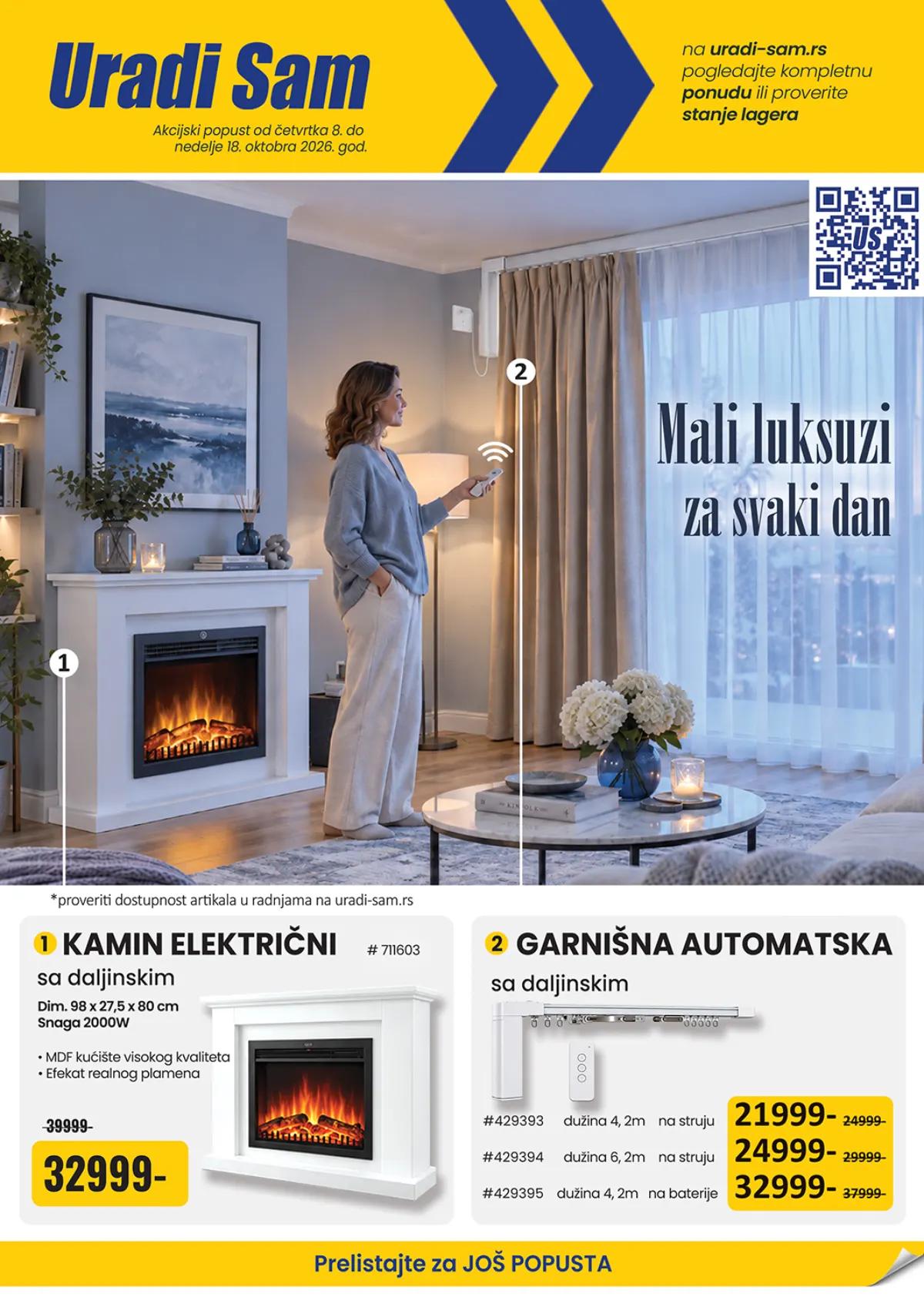 Uradi Sam katalog od 08. do 18.10.2026. – električni kamin i automatske garnišne sa daljinskim upravljačem na akciji