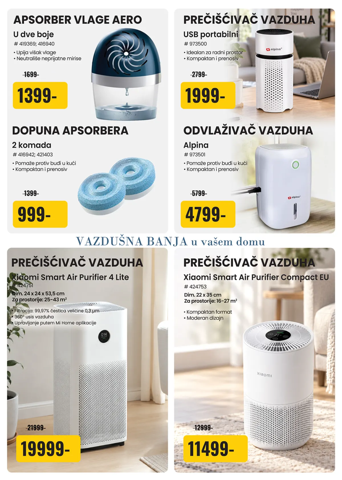 Uradi Sam ponuda apsorbera vlage, Alpina odvlaživača i prečišćivača vazduha Xiaomi Smart Air Purifier 4 Lite i Compact EU
