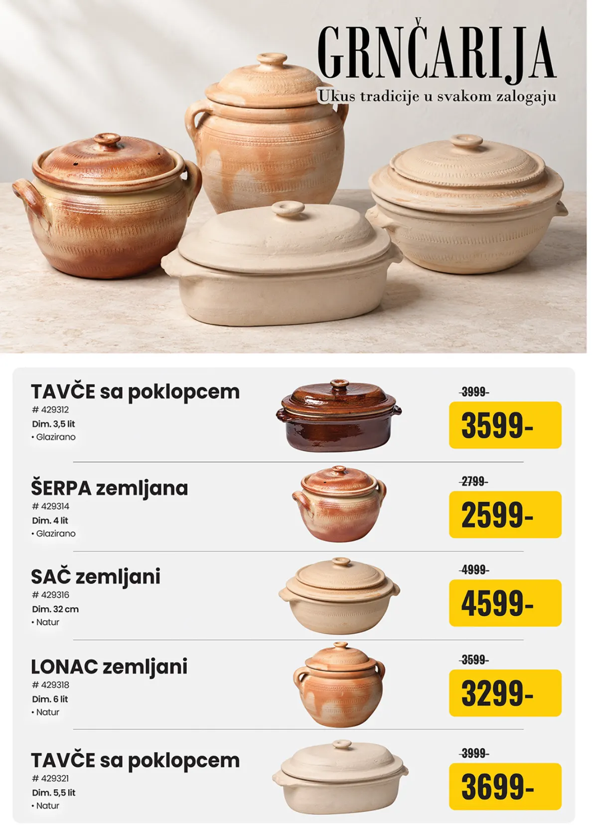Uradi Sam katalog do 1. novembra 2026. – druga stranica, tradicionalno zemljano posuđe i grnčarija sa akcijskim cenama