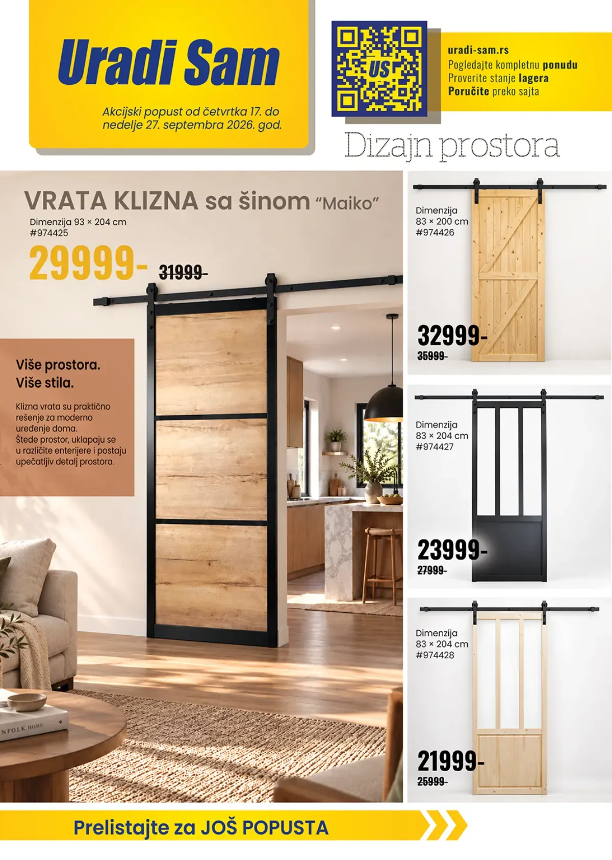 Uradi Sam katalog od 17. do 27.09.2026. – klizna vrata i oprema za uređenje doma po akcijskim cenama