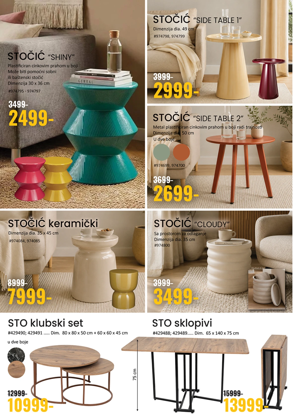 Uradi Sam katalog – stočići Shiny, Side Table, keramički stočići i klub stolovi po akcijskim cenama