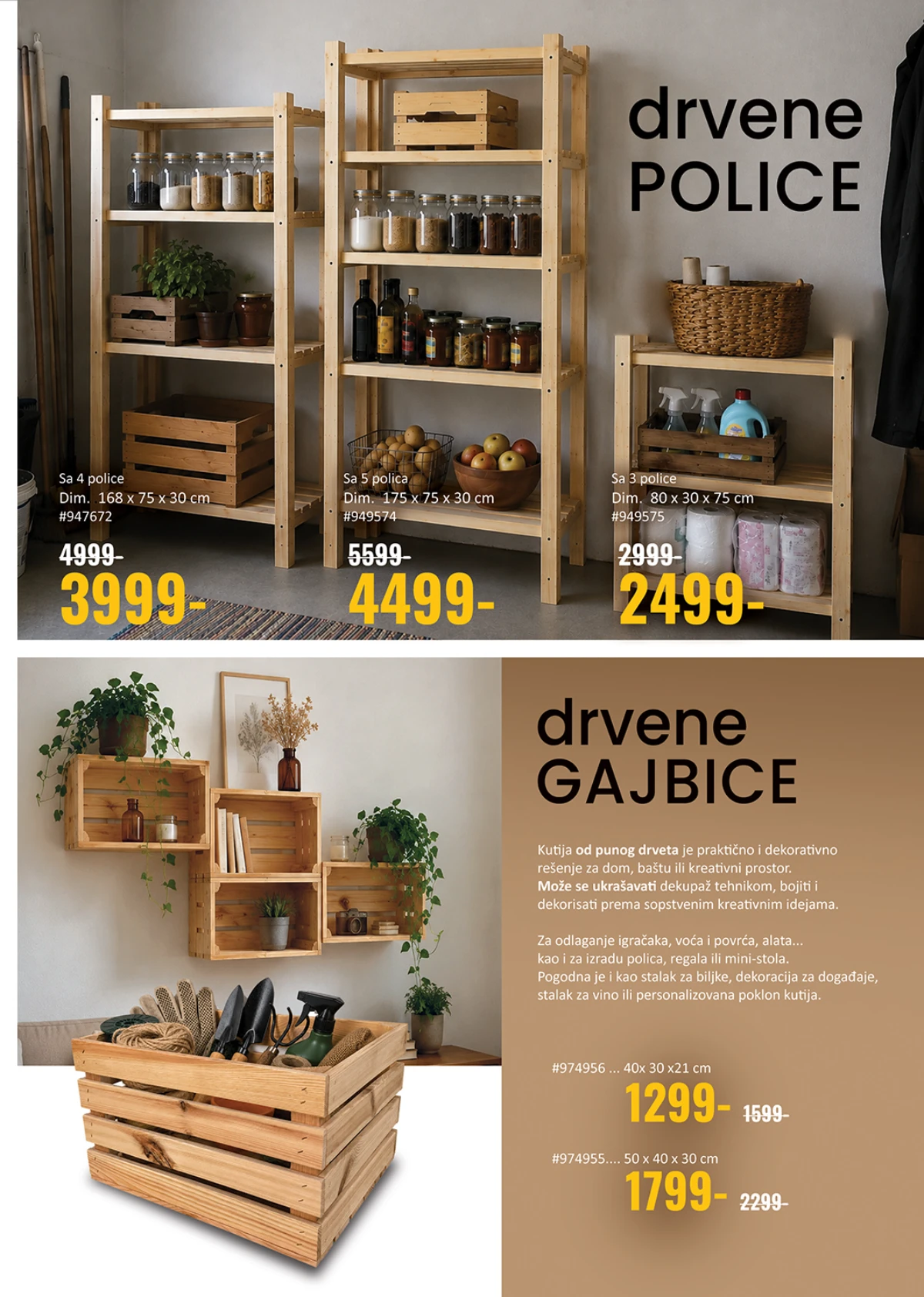 Uradi Sam katalog – drvene police i drvene gajbice po akcijskim cenama