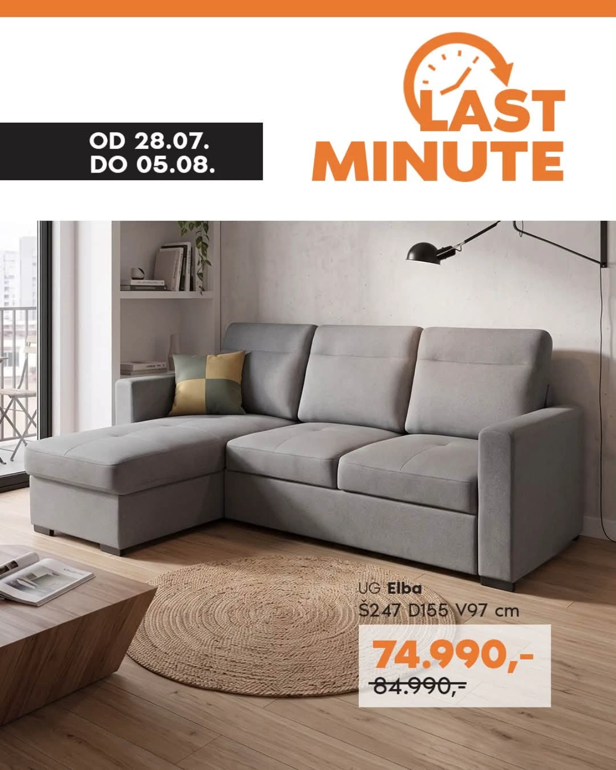 Vitorog LAST MINUTE akcija do 05.08.2026. – ugaona garnitura Elba sa ležajem i sandukom za posteljinu po sniženoj ceni