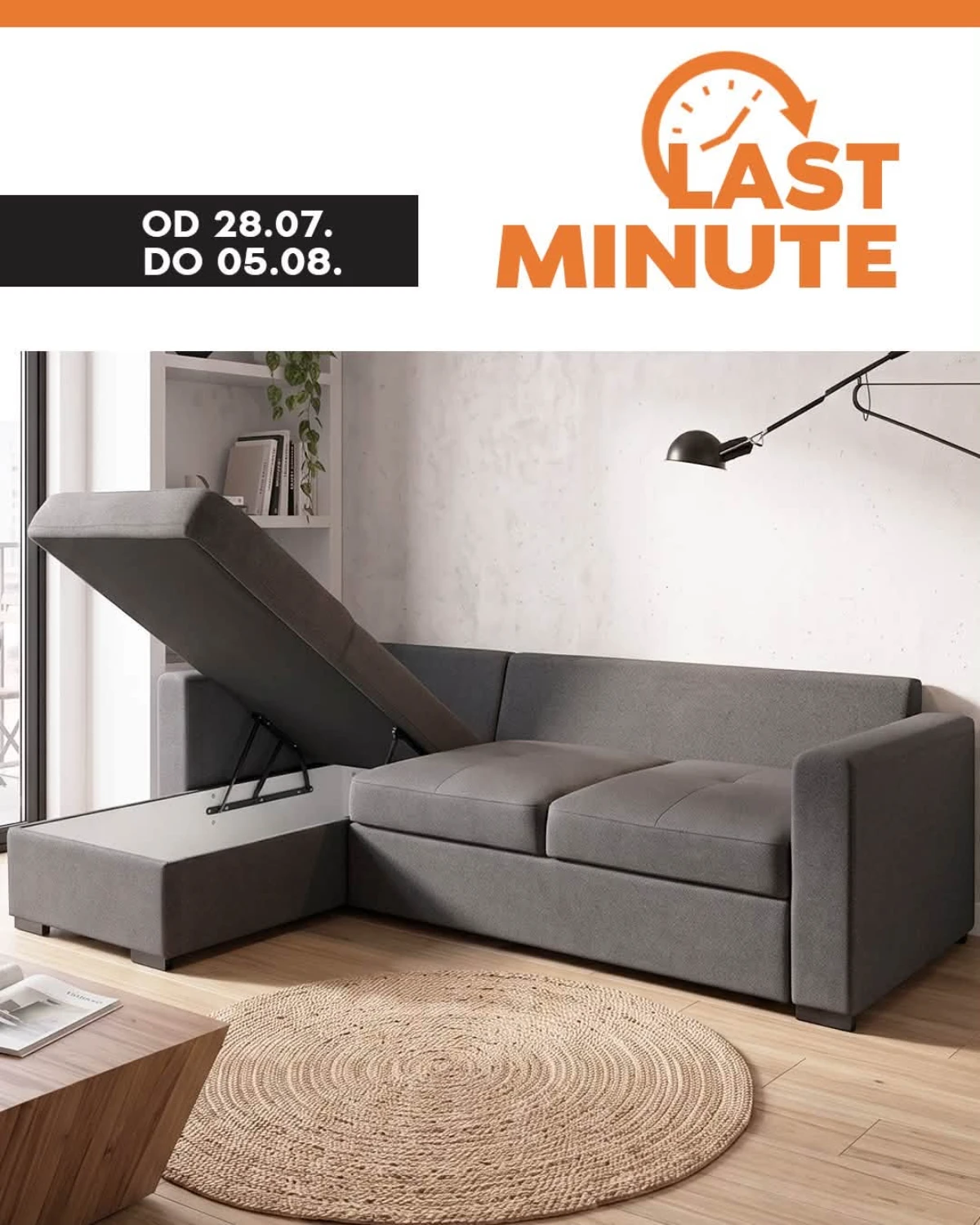 Vitorog LAST MINUTE – ugaona garnitura Elba sa otvorenim sandukom za posteljinu