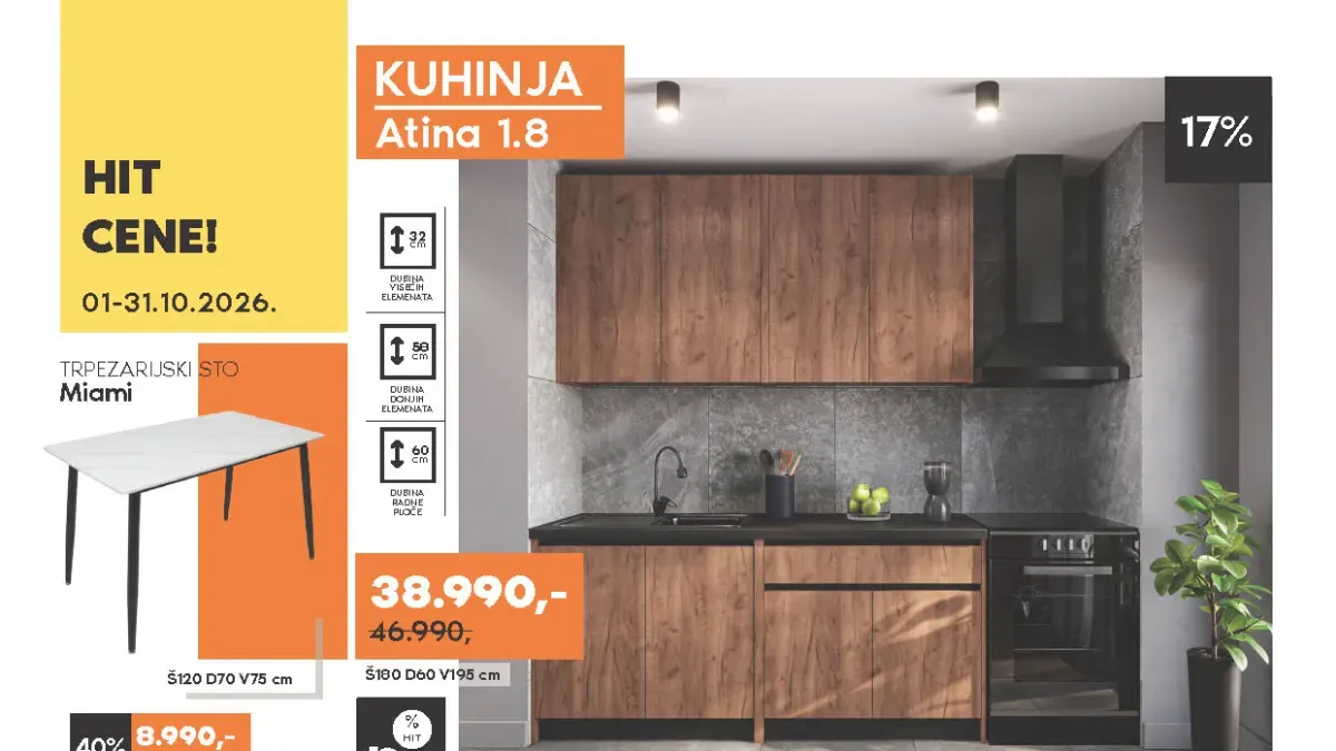 Vitorog HIT CENE katalog od 01. do 31.10.2026. – kuhinje, stolovi, stolice i nameštaj za dom uz popuste do 40%