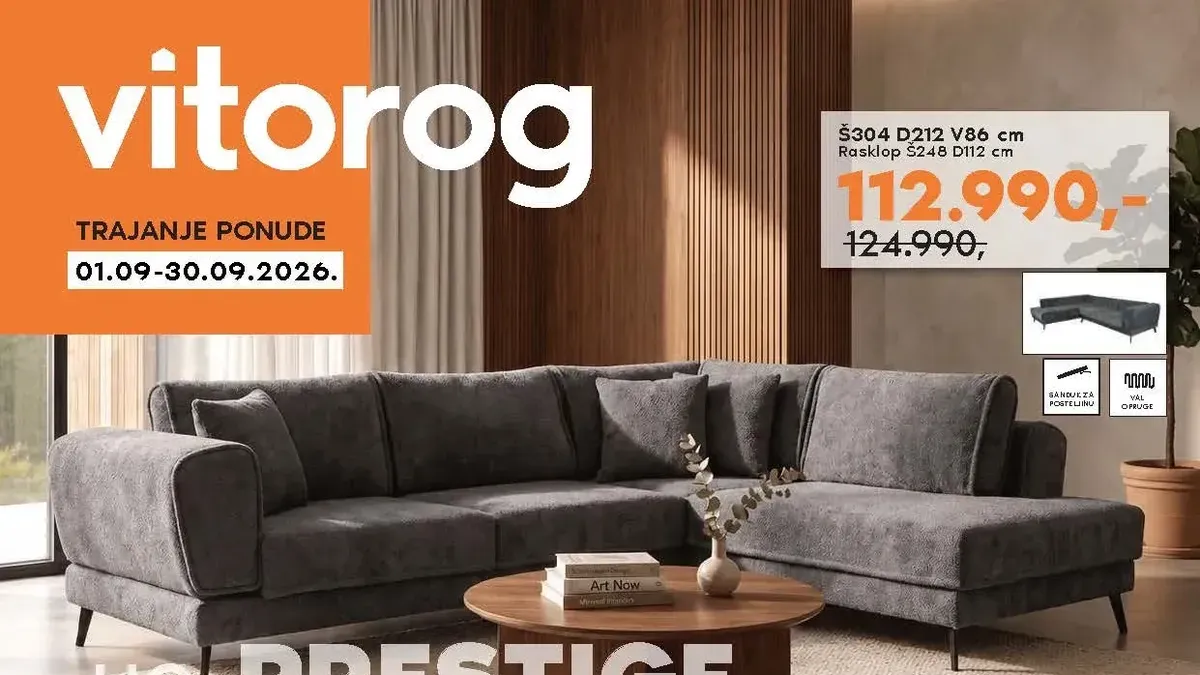 Vitorog katalog od 01.09. do 30.09.2026. – nameštaj za dnevne, spavaće, trpezarijske i dečije sobe uz popuste do 33%