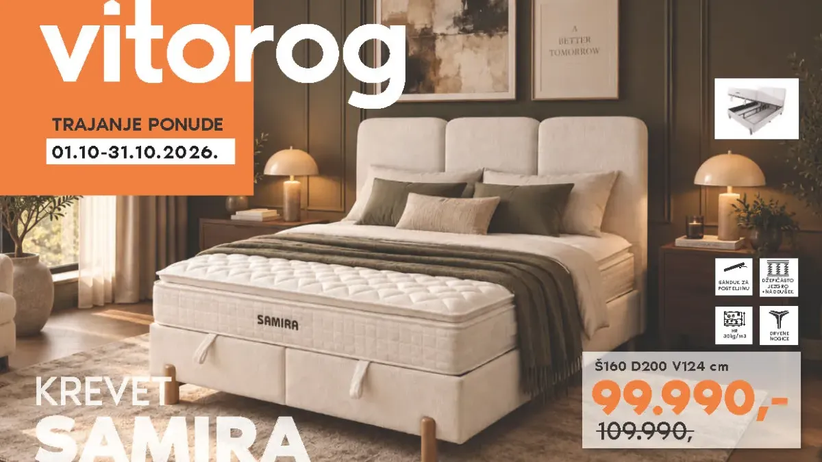 Vitorog katalog od 01. do 31.10.2026. – kreveti, plakari i nameštaj za spavaću sobu po akcijskim cenama