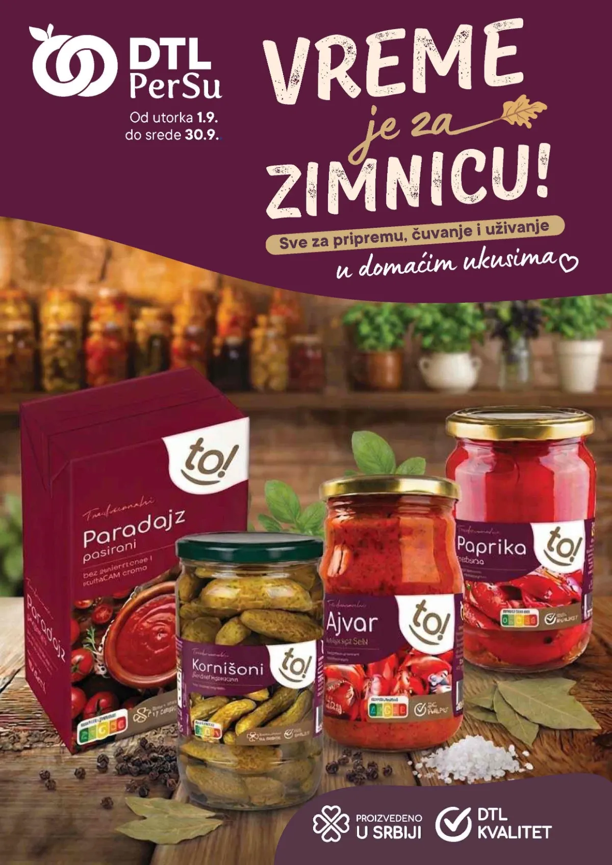 PerSu katalog za zimnicu od 01.09. do 30.09.2026. – ajvar, krastavci, paprika, začini, tegle i oprema uz sniženja do 33%
