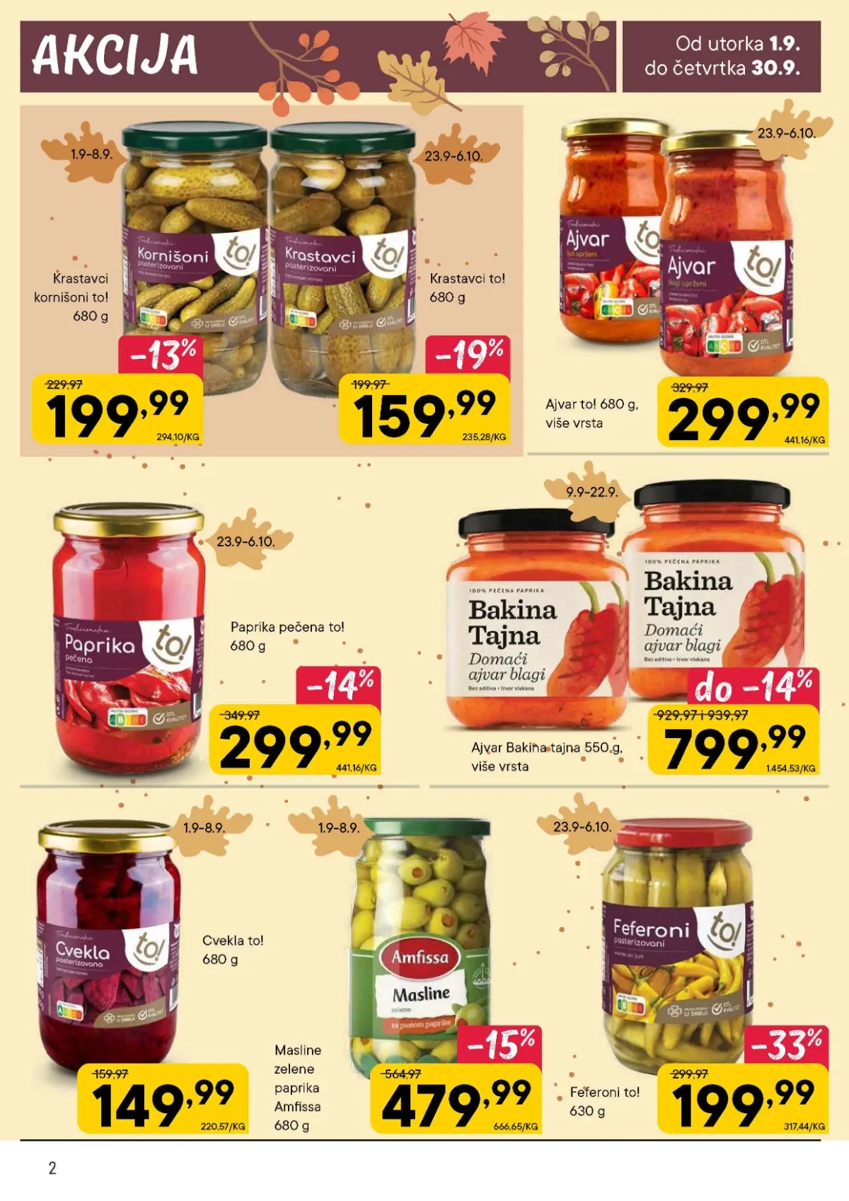 PerSu ponuda ajvara, krastavaca, pečene paprike, cvekle, maslina i feferona uz sniženja do 33%
