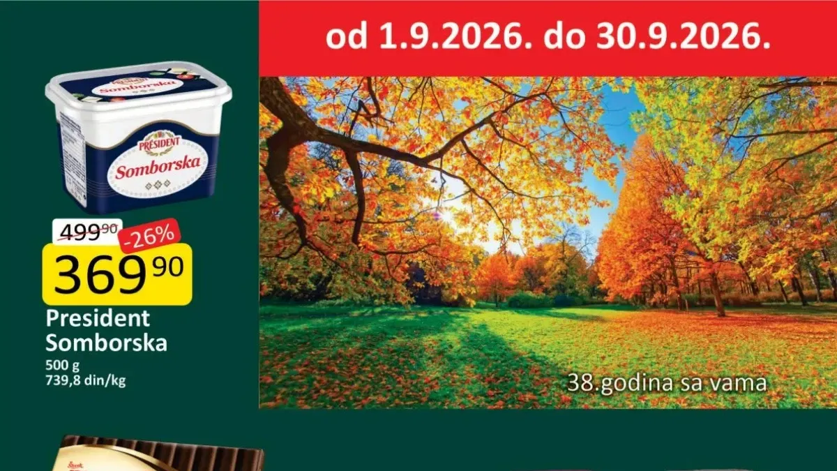 Žinasa katalog od 01.09. do 30.09.2026. sa sniženjima do 30% na hranu, piće, slatkiše i kućnu hemiju