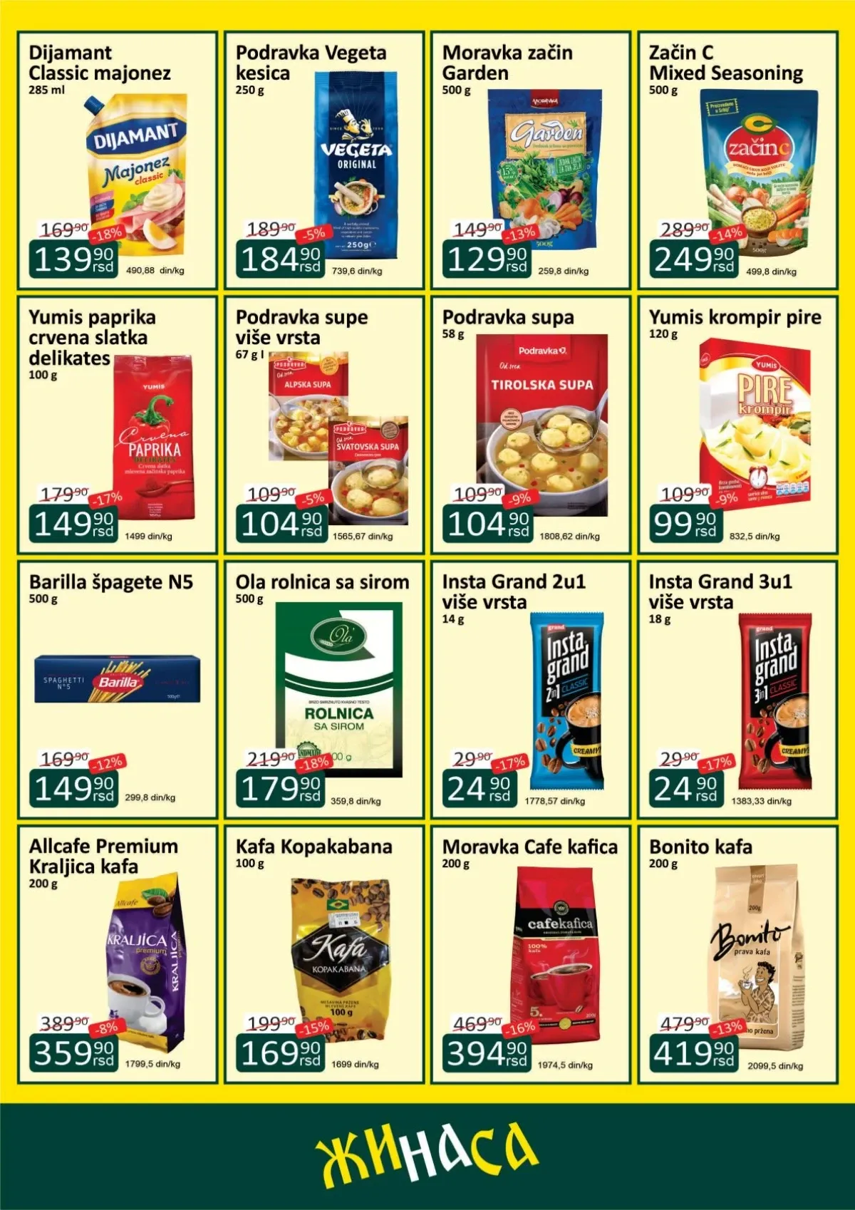 Žinasa akcija za Dijamant majonez, Vegetu, Barilla špagete, supe, kafu i rolnicu sa sirom