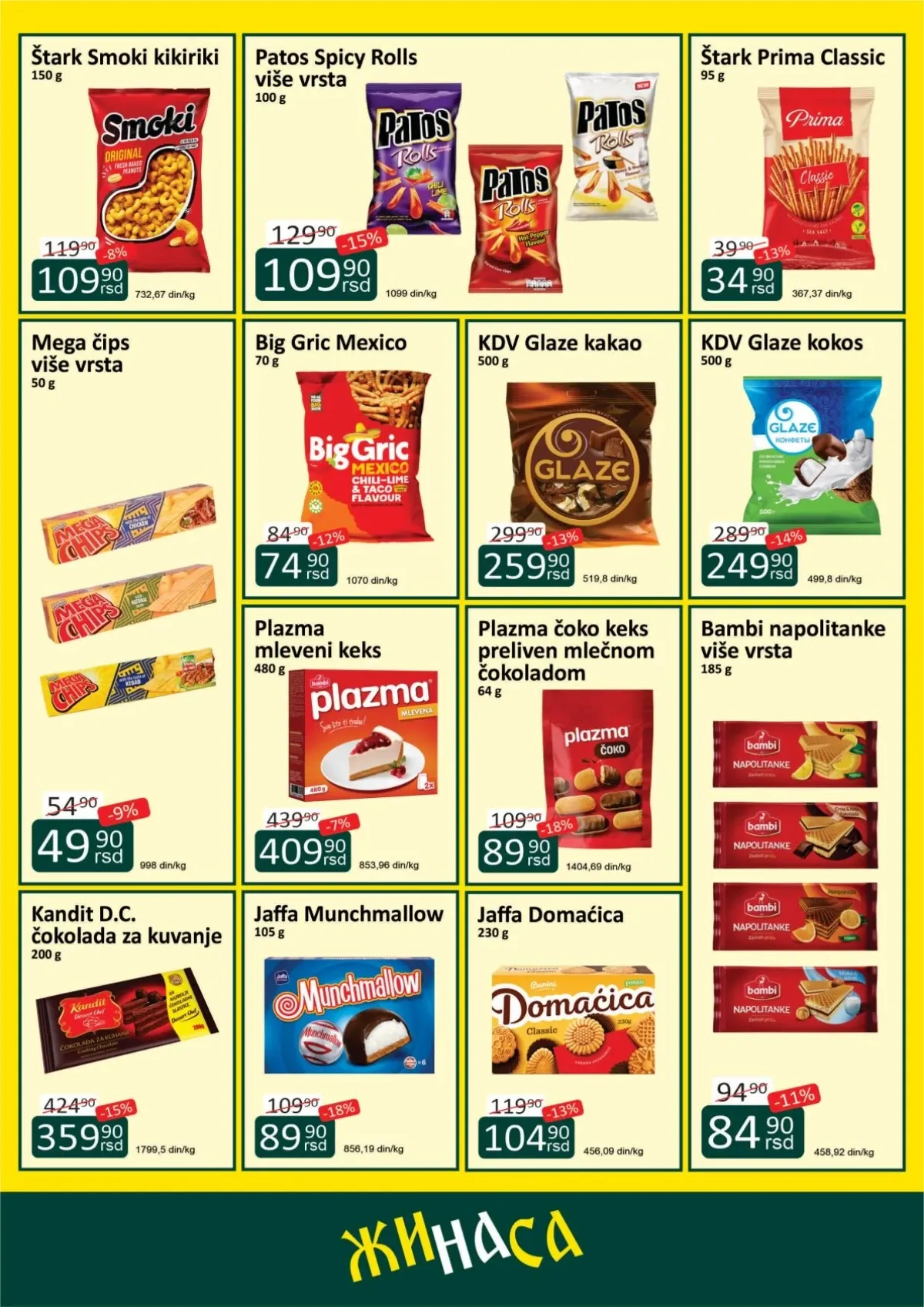 Žinasa akcija za Smoki, Patos, Plazmu, Bambi napolitanke, Jaffa keks i čokoladu za kuvanje