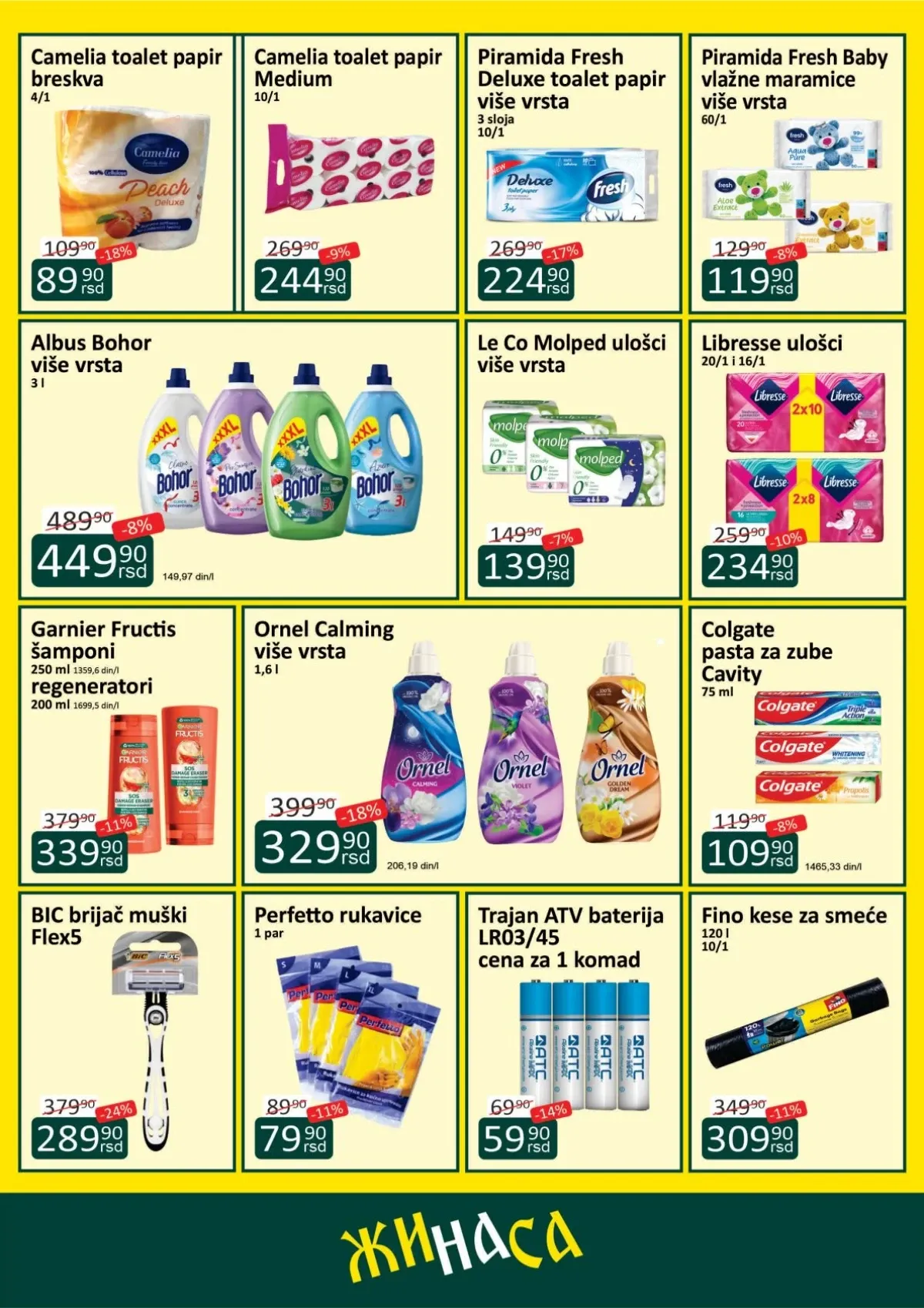 Žinasa akcija za toalet papir, vlažne maramice, Bohor, Ornel, Garnier, Colgate i BIC brijač